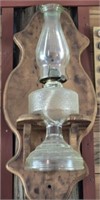 Wood Mounted Glass Oil Lantern