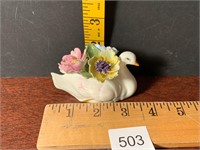 Vintage Lea Florals China Swan w/Flowers