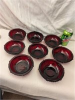 8 Cape Cod Ruby Red Bowls 5" dia