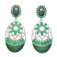 Natural Columbian Top Green Emerald Earrings