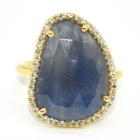 S/Sil Blue Sapphire Cz(8.1ct) Ring