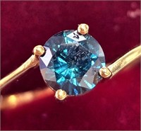 $4500 10K  1.5Ct Blue Diamond Treated Ring