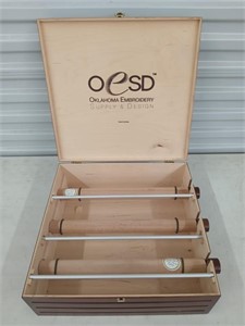 Oklahoma embroidery supply & design wooden box