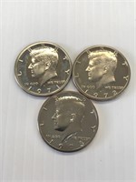 1971-S, 72-S, 73-S Proof JFK Halves x3