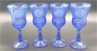 4 Fostoria Blue Washington Goblets