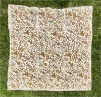 Embroidered quilt, pheasants & flowers,