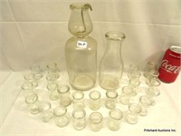 Vintage 28 Piece Glass Milk Bottle & Creamer