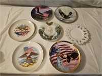 Royal Doulton, Milk Glass & Eagle Plates