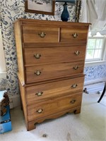 Maple tall chest and dresser with mirror
