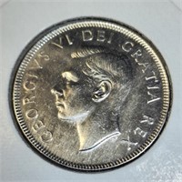 Silver Canadian 50Cent 1950 Coin