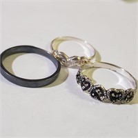 $120 Silver Lot Of 3 Marcasite Ring