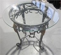 Mordern Side Iron Base Table with Glass Top