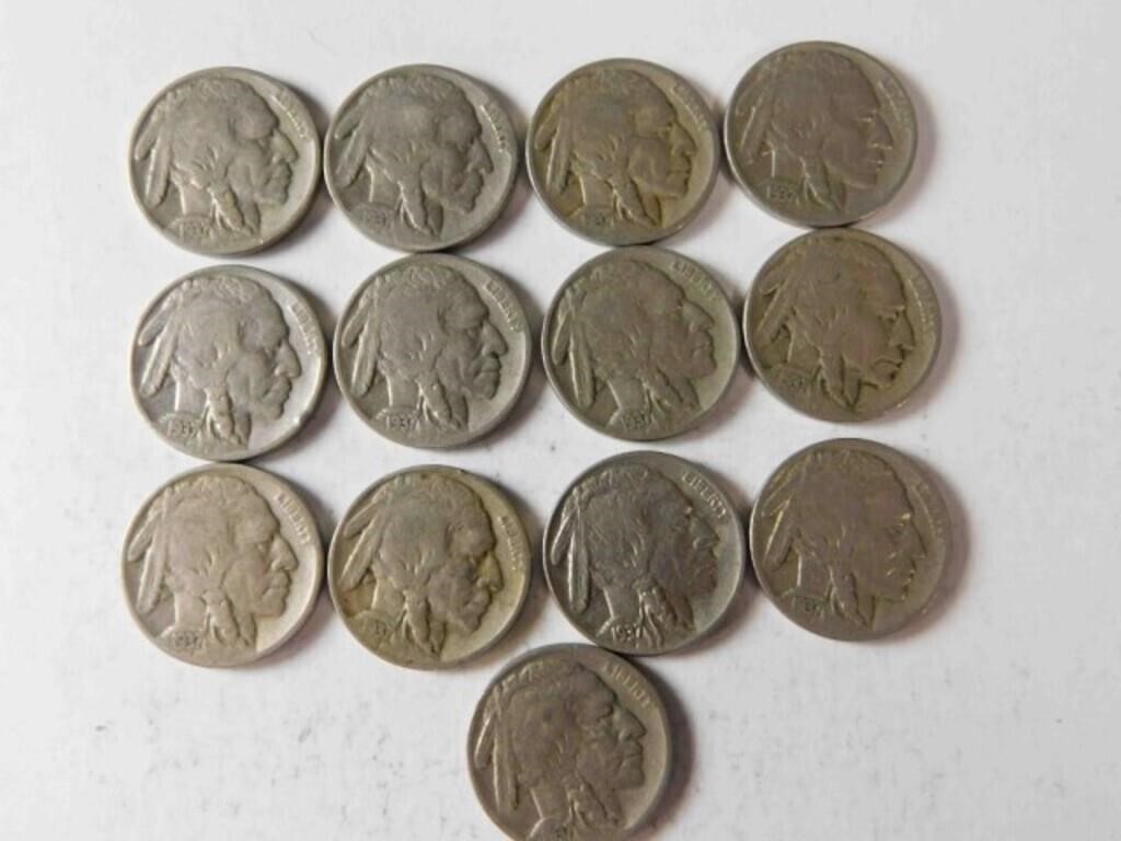 1937 Buffalo Nickels (x13)