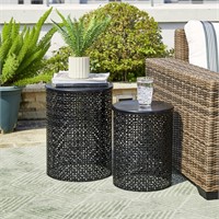 glitzhome Outdoor Side Table Set of 2, Decorative