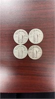 4 Standing Liberty Quarters - Can’t read year