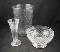 3 Pcs Vintage Clear Glass Bowl And Vases Box Lot