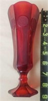 Ruby Red Coin Glass Vase