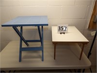 Blue Folding Camping Table & Other Short Table