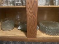 Clear glass plates, bowls,