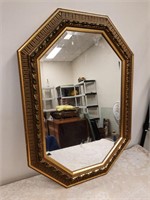 Wood framed mirror w. gold trim