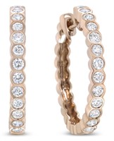 18k Rose Gold Round 1.04ct Diamond Hoop Earrings