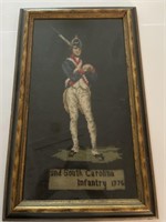 Framed Needlepoint of  SC Infantry Soldier