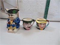 3 Vintage Toby Cups (2&1/2" - 5&1/4")