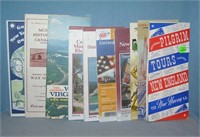 Group of vintage travel maps and brochures