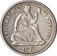 1872 SEATED LIBERTY HALF DIME - VF