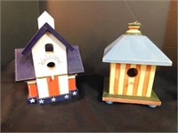 2 Wood Birdhouses 10" T Décor