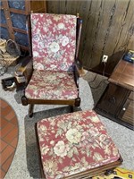Wooden Rocking Chair and Foot Stool