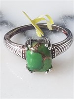 New Sterling Silver Green Turquoise Ring Sz 10