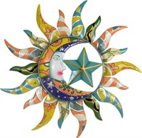 Sun Moon & Stars Metal Wall Hanging Art, 4pcs