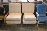 2 Bamboo Style Chairs w/ Cushions