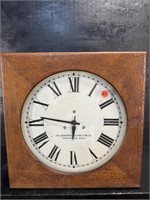 ANTIQUE STANDARD ELECTRIC TIME CO. WOODEN WALL