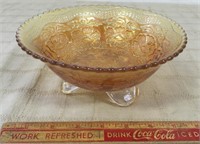 FOOTED CARNIVAL GLASS BOWL