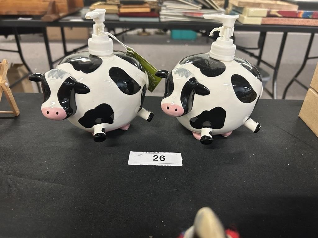 Pair Of Cow Soap Dispensers