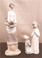 Pair of Lladro Figurines. Boy & Girl Praying (No