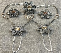 Vintage Floral Jewelry Set - Clip-On Earrings