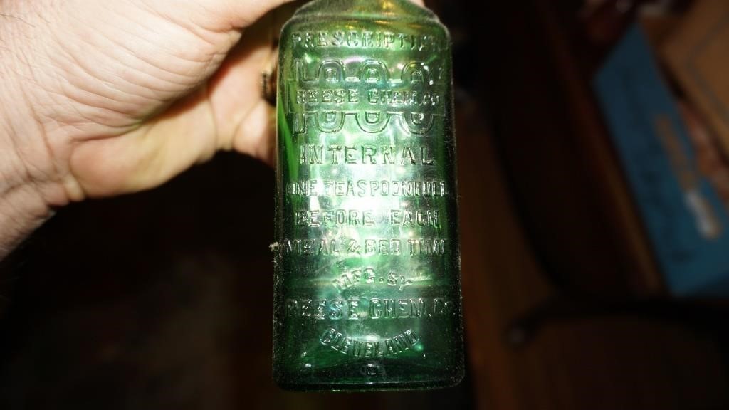 Vtg Green Prescription Bottle 1000 Reese Chemical