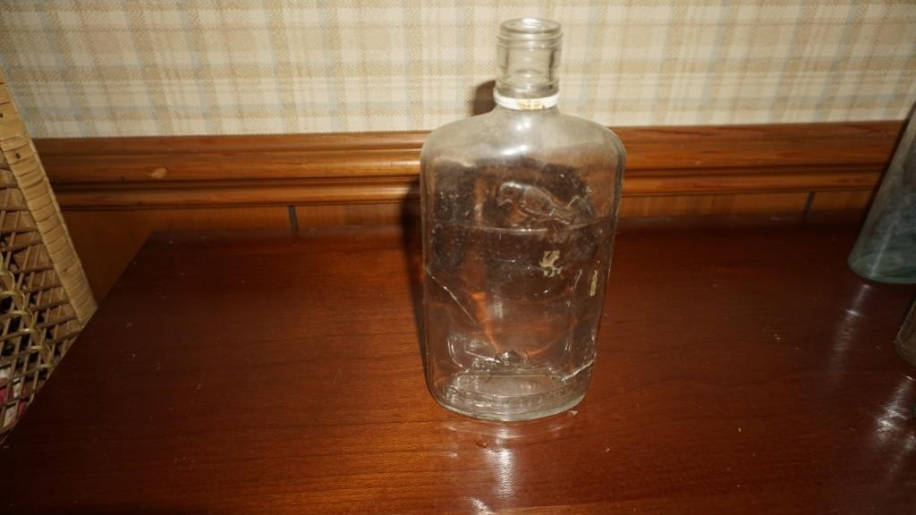 Vintage Old Crow Glass Bottle