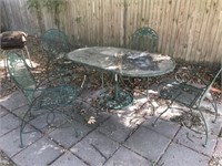 Wrought Iron Table W/ 4 Arm Chairs