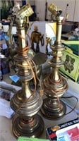 PAIR OF BRASS LAMPS, 24 IN