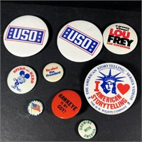 Vintage Button Lot Political USO Spiro NIXON MASH