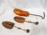 (3) OLD Adjustable Wooden Shoe Tree Stretchers
