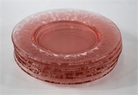 5 Pink Central Glass BALDA Depression Glass Plates