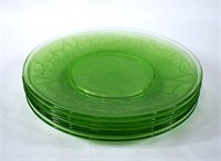 6 2 Uranium Green Glass CAMEO BALLERINA Plates
