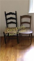 (2) Old Chairs, Wicker Bottom & Cane Bottom
