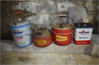 4 vintage metal petroleum cans; as is