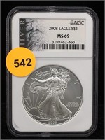 MS69 NGC 2008 Silver American Eagle